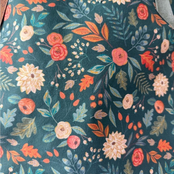 Floral Tote Bag with Orange Handles - Picture 3 of 4